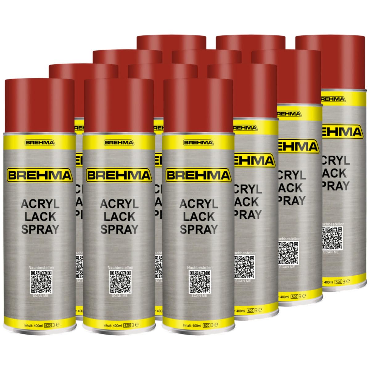 12x Acryl Lackspray Ral 3000 Feuerrot matt Lack Farbe Sprühfarbe 400ml