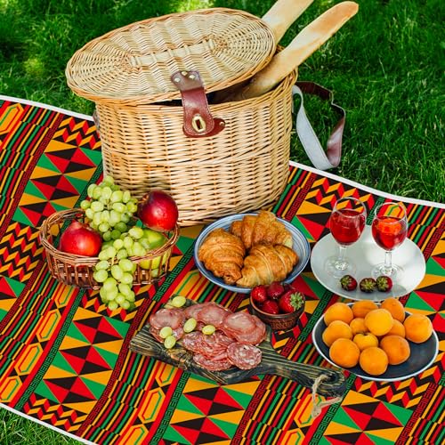 Image of 3 Packs Happy Kwanzaa Happy Juneteenth Tablecloth Decorations, African Disposable Waterproof Plastic Striped Checkered Table Covers, Afro Tablecloths for African-American Party Favor Supplies