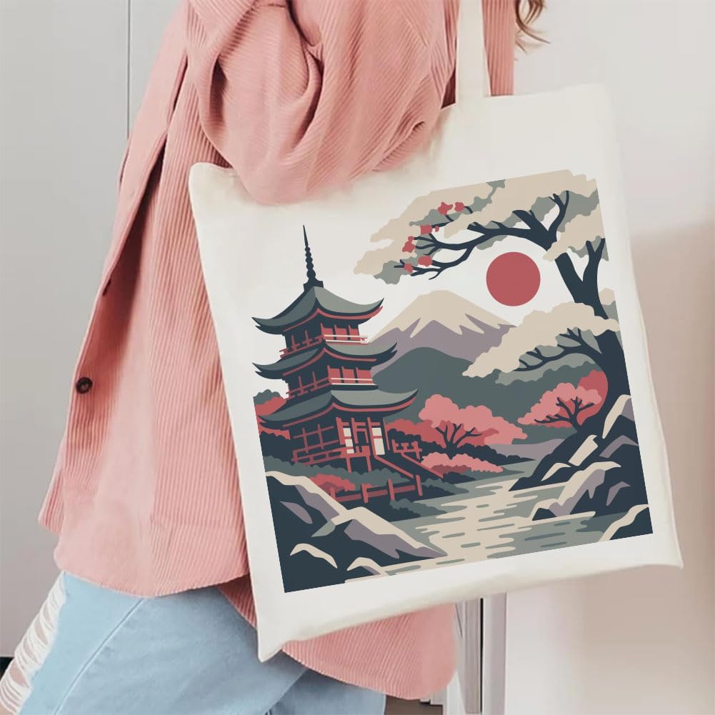 FINGERINSPIRE 7PCS Layered Oriental Landscape Stencils 11.8x11.8inch with a Brush Asian Painting Stencils Sun Mountain Range Drawing Templates for Wall Window Wood Furniture Home Decor DIY
