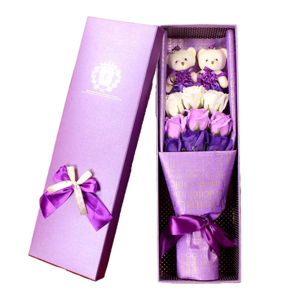 Bouquet de 9 roses en savon - Boîte de fleurs artificielles parfumées pour femme - Cadeau élégant pour la Saint-Valentin, un anniversaire de mariage