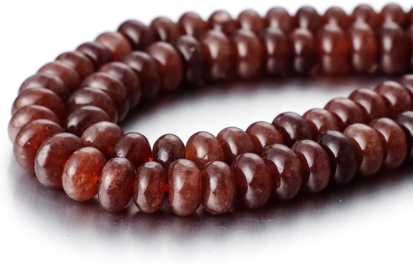 5x8mm Natural Beads Rondelle Spacer Loose Beads for Jewelry Making DIY Crafts Design Handcraft Making 1 Strand 15.5"(Brown Jade)