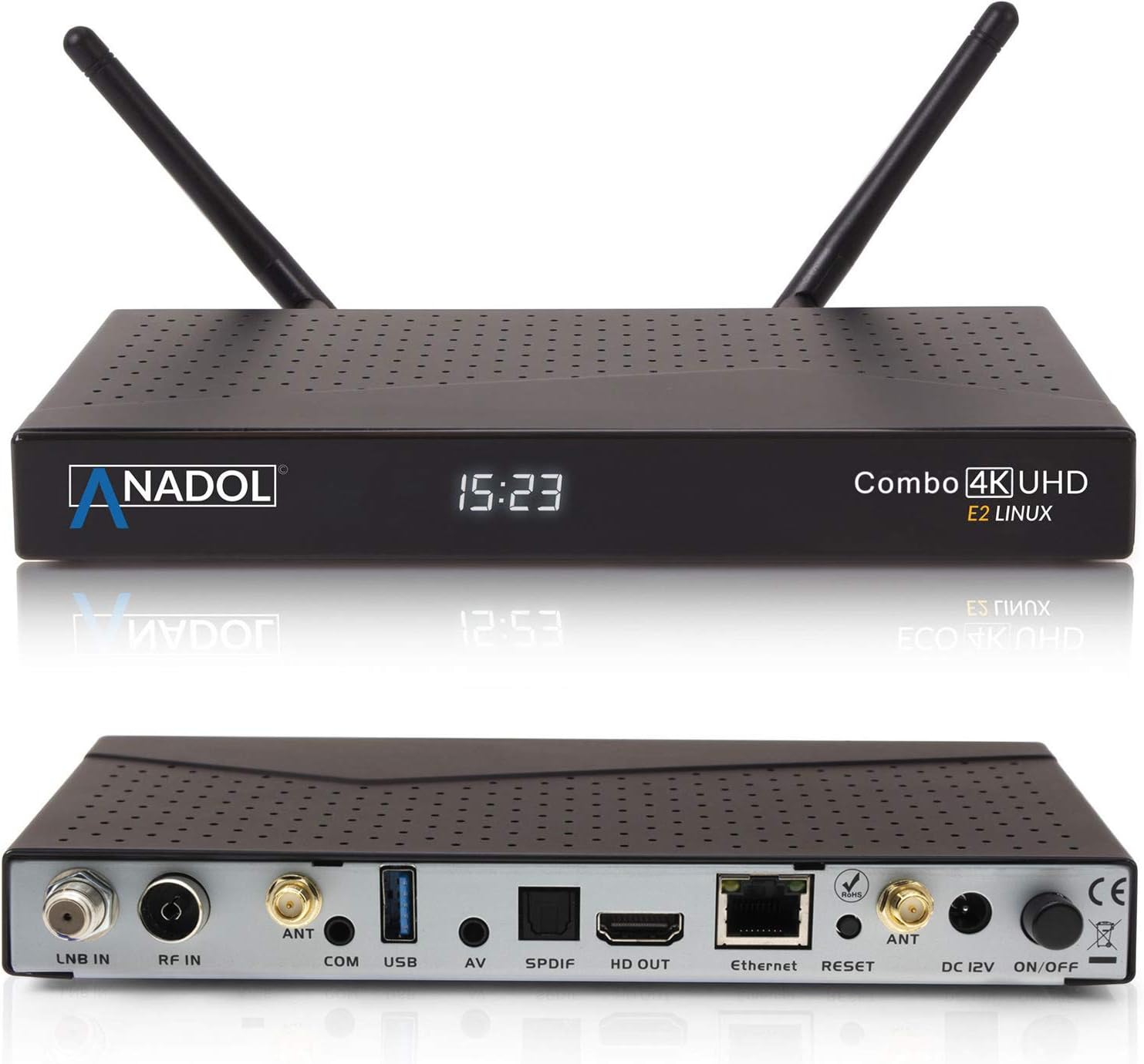 Anadol ECO 4K Combo V2 Satellite Receiver with DVB-S2 and DVB-C/T2 Tuner UHD 2160p H.265 HEVC E2 Linux Dual WiFi PVR Ready