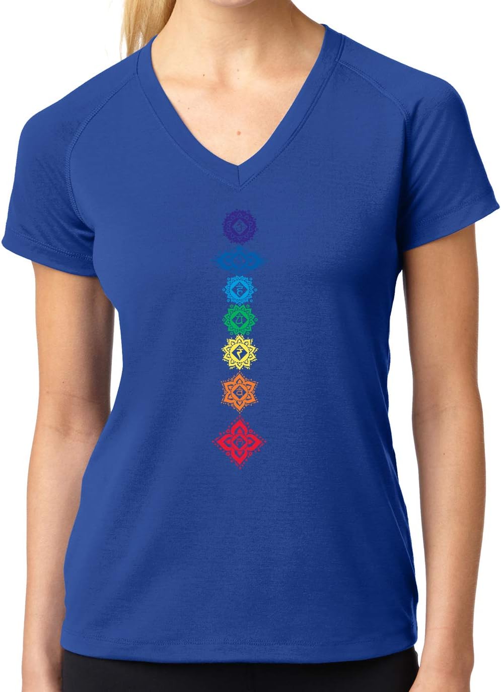 Yoga Clothing For You Ladies Floral Chakras V-Neck Tee