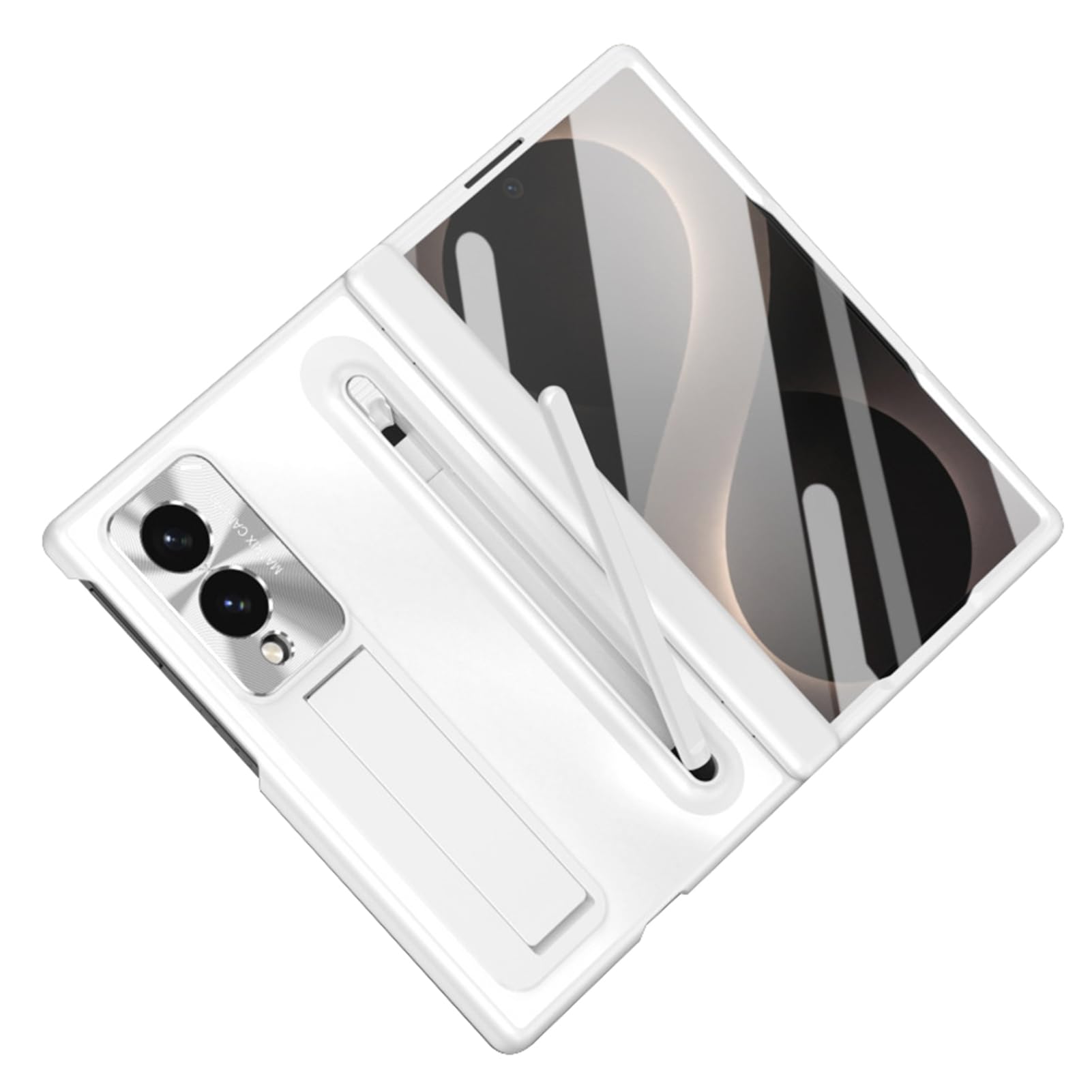 Custodia Sottile For Samsung Galaxy Z Fold 8, Cover Protettiva For Schermo Lente Avvolgente Ammortizzante Supporto Regolabile Antiurto Leggero Portapenne For PC Cerniera(White)