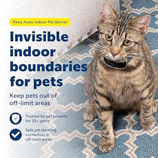 PetSafe Pawz Away Indoor Pet Barrier - Battery-Operated Indoor Invisible Containment Area with Adjustable Compatible Collar - Easy Setup for Furniture Protection