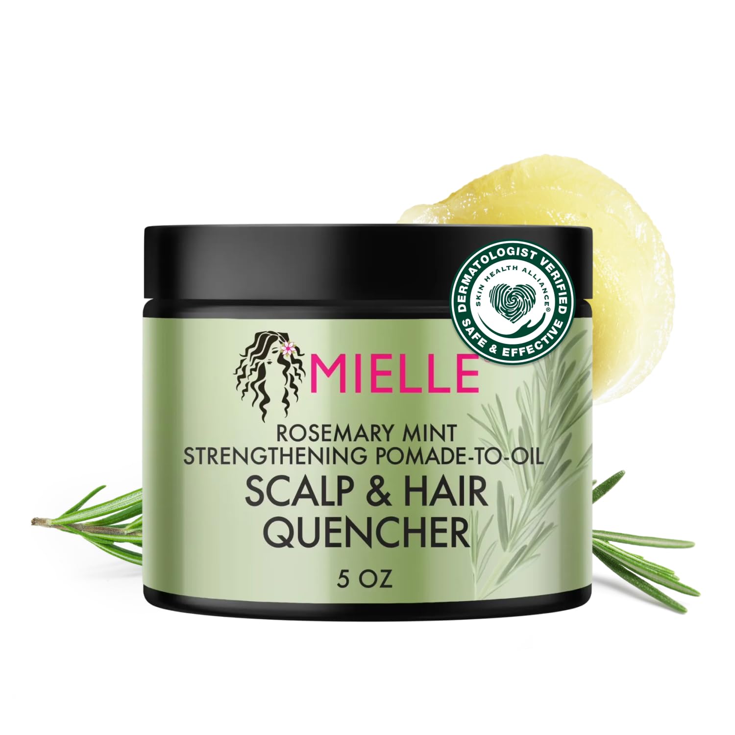 Mielle Organics Rosemary & Mint Hair Pomade for Women & Men - Conditioning Natural Hair Moisturizer to Quench the Scalp, Lock in Wave Patterns, Add Shine & Help Protect Against Dryness (5 oz)
