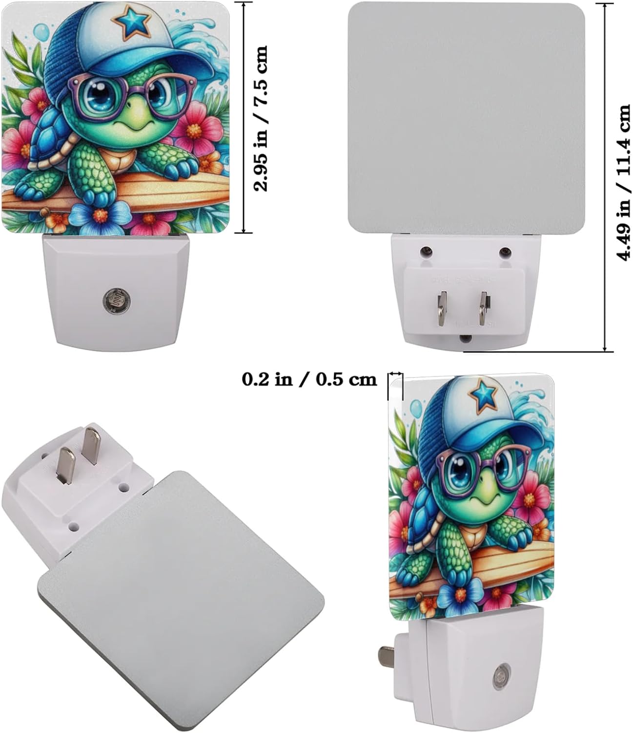 Pardick Cute Animal Turtles Flower Plug in Night Light Set of 2 LED Nightlights Auto Dusk to Dawn Sensor Nightlight Lamp for Kids Boy Girls Room Bedroom Bathroom Kitchen Hallway Nursery Stairs Decor