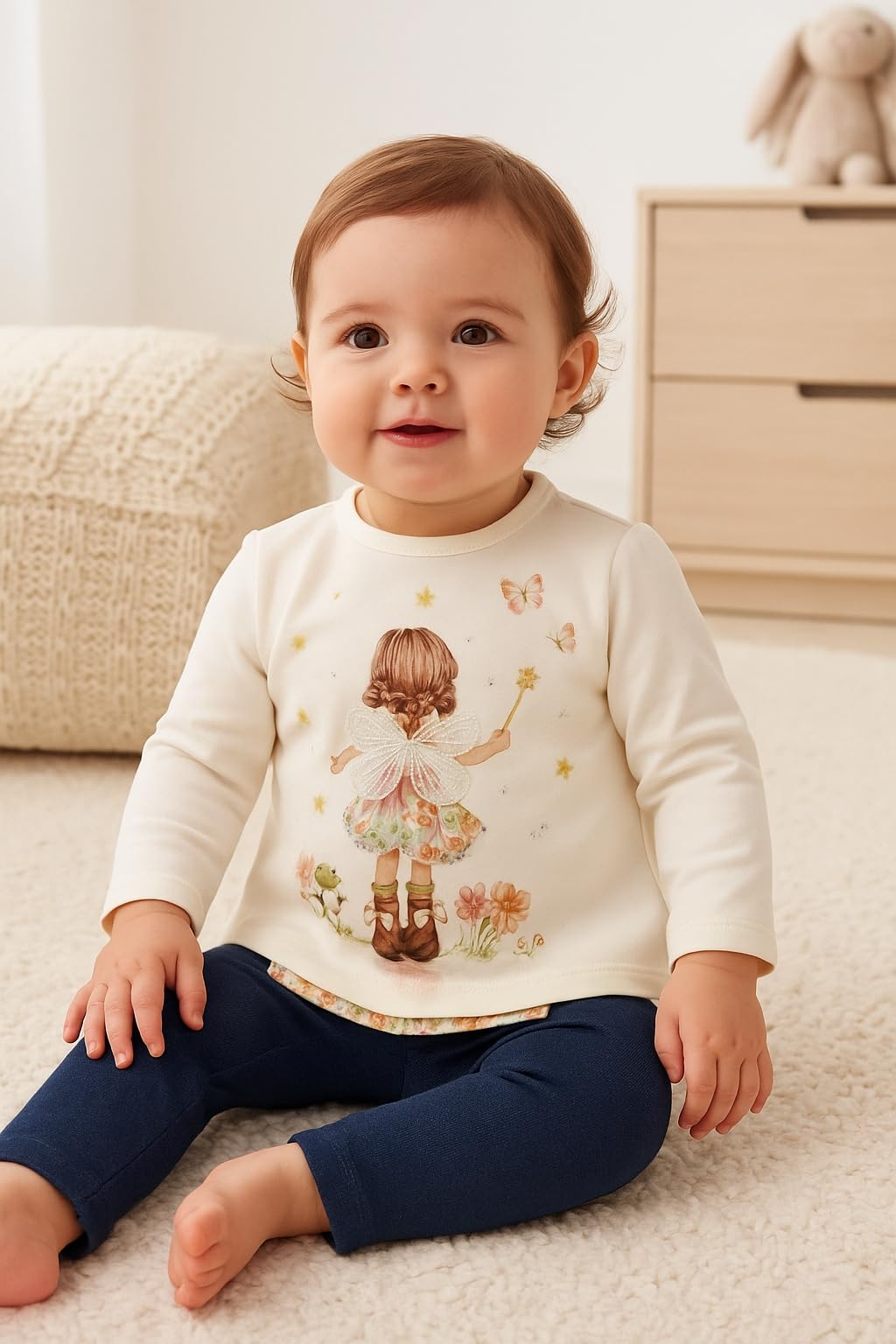 Generico Mayoral Completo Neonato Bimba 6-24 Mesi – Set Maglietta a Manica Lunga con Applicazioni 3D e Leggings – Abbigliamento Invernale Autunno Inverno