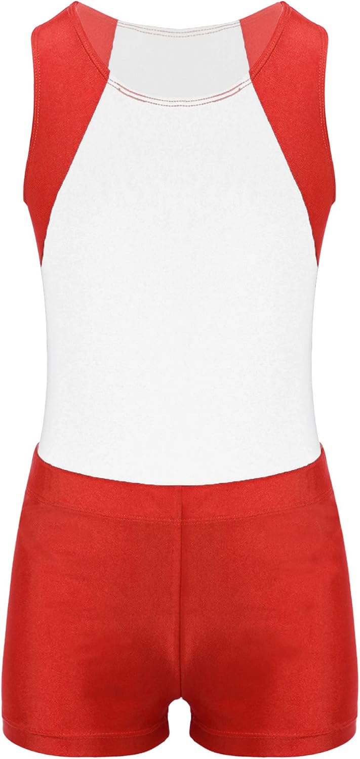 ACSUSS Children Gymnastics Leotard Round Neck Sleeveless with Shorts for Tumbling Floor Exercise