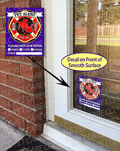 TLC Safety By Design FIRE Rescue Safety Alert Emergency Children Adults Pet Dog Cat 4.25" x 5.5" Behind The Glass or Front of Surface Window Decal Cling Sticker (Qty. 4 Front Surface) - Thumbnail 4