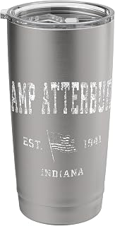 Camp Atterbury Indiana IN T-Shirt Vintage US Flag Sports Tee Stainless Steel Insulated Tumbler