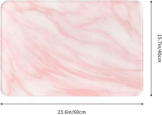 Marble Pattern White And Pink Marble, Doormat, Bath Mat Non-Slip Floor Mat Soft Bathroom Rugs Absorbent Bathroom Pad 40x60 cm