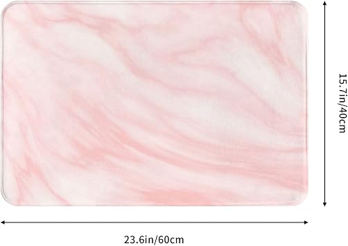 Marble Pattern White And Pink Marble, Doormat, Bath Mat Non-Slip Floor Mat Soft Bathroom Rugs Absorbent Bathroom Pad 40x60 cm