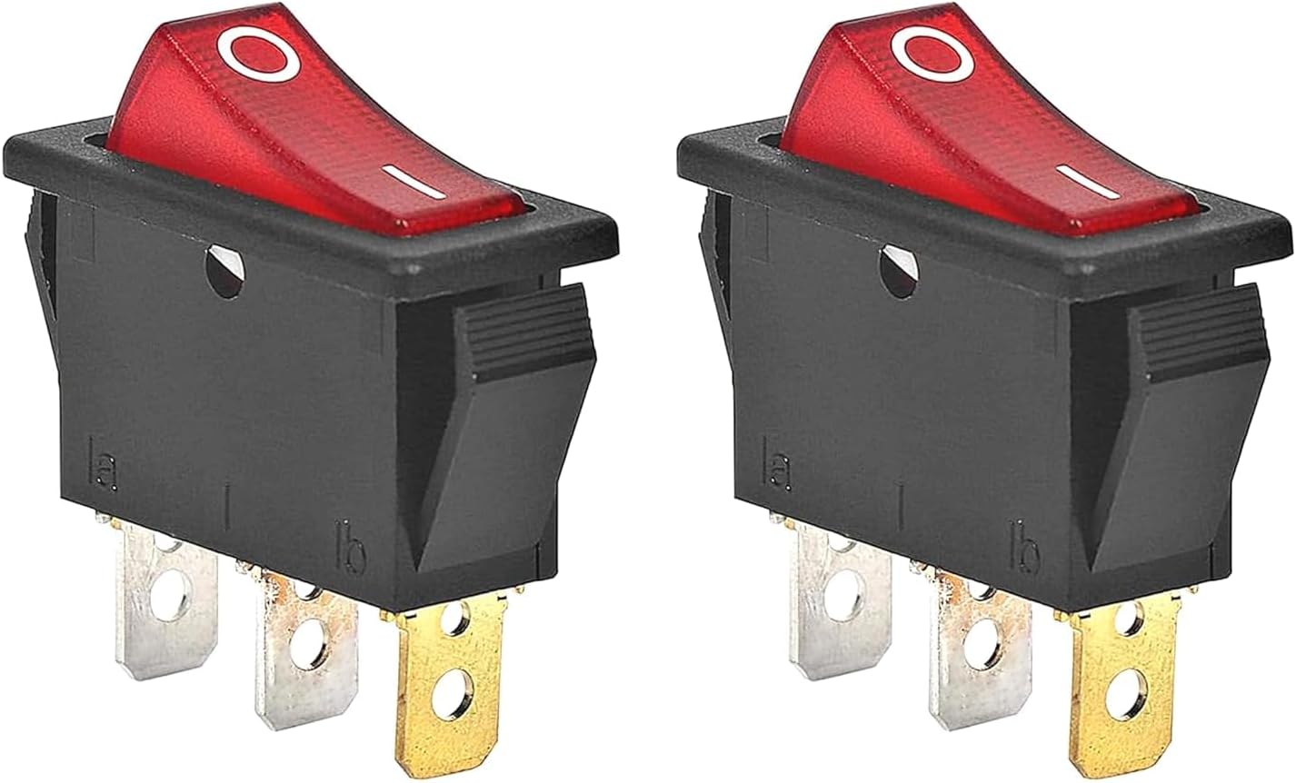 (2 Pack 120927-24 On Off 120 Volt 3 Prong Plug Rocker Switch Lighted for Electric Fireplaces FMI Desa 29-159-1 Heater Switch 28785