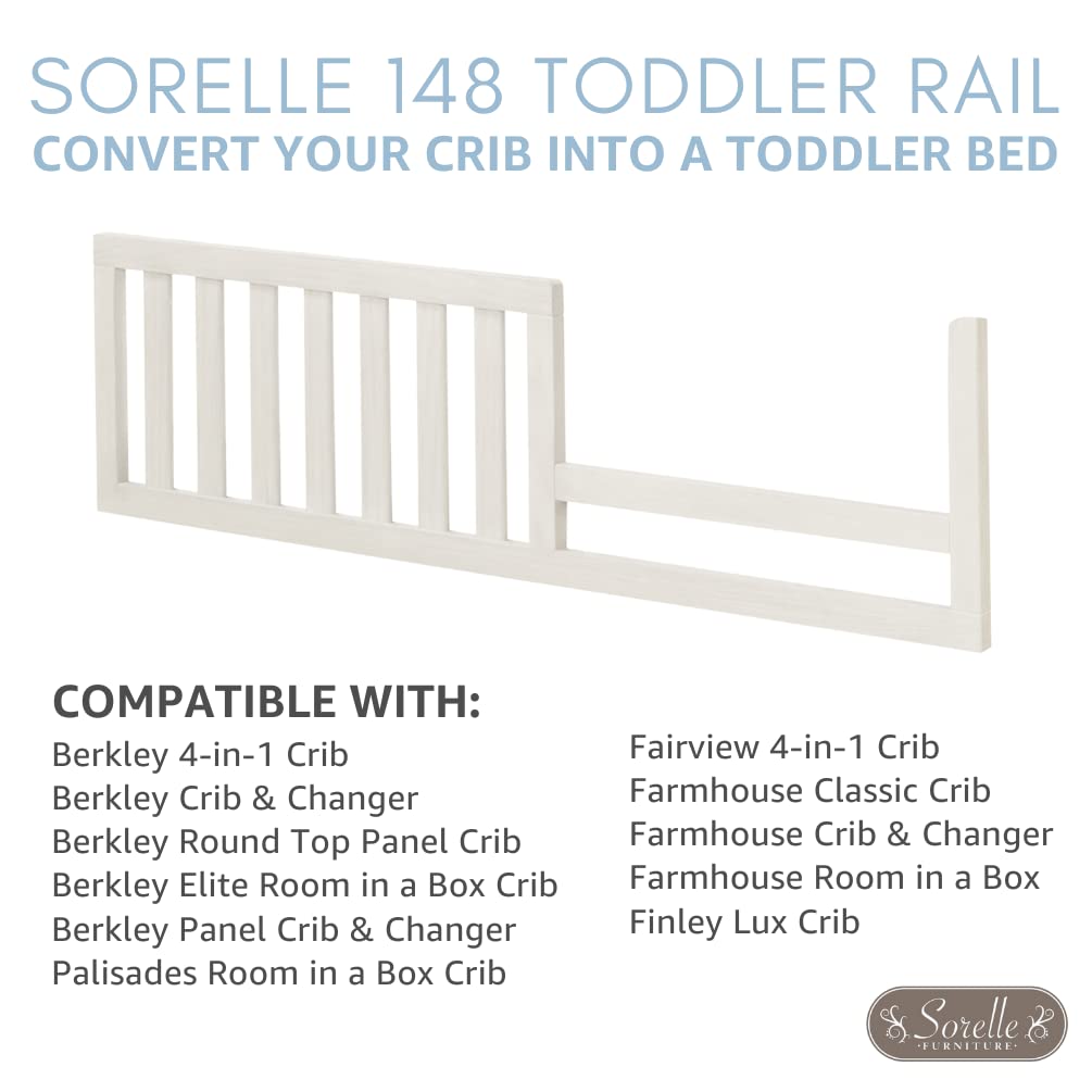 Sorelle Furniture Toddler Rails and Full-Size Bed Adult Rails, Sorelle Wood Bed Rail & Crib Conversion Kit, Converts Sorelle Furniture Crib to Toddler Bed and Full-Size Bed, # 148 - Weathered White