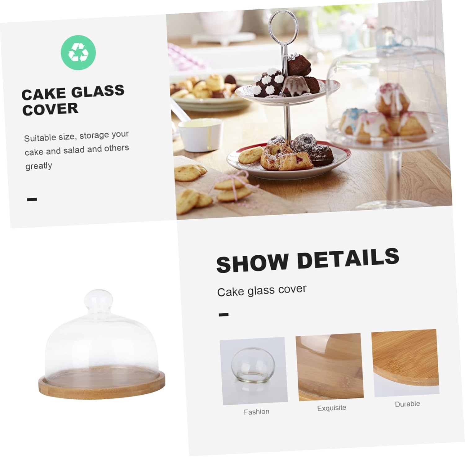 Food Grade Blown Glass Cake Cover European Style Cake Carrier Storage and Display