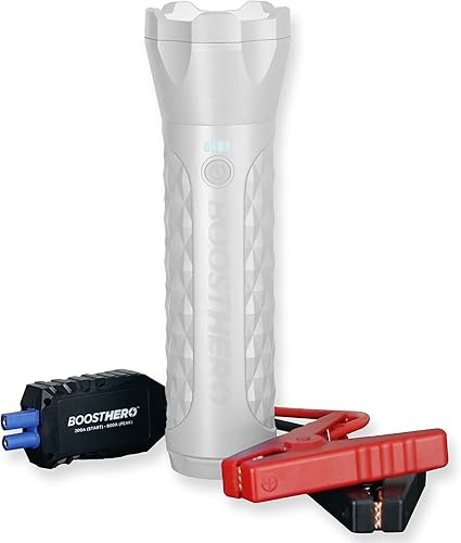 BoostHero - Arrancador de batería portátil para automóvil, banco de energía de 6,000 mAh, linterna LED, con cables de puente inteligentes para