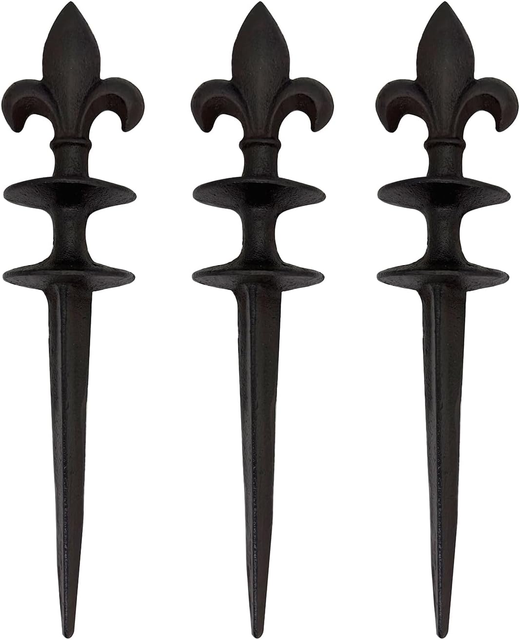 3 Pack Garden Hose Guide Spike, Decorative Hose Guide Support Stakes Antique Heavy Cast Iron Plant Saver Tools for Farm Garden Lawn Yard(Fleur De Lis)