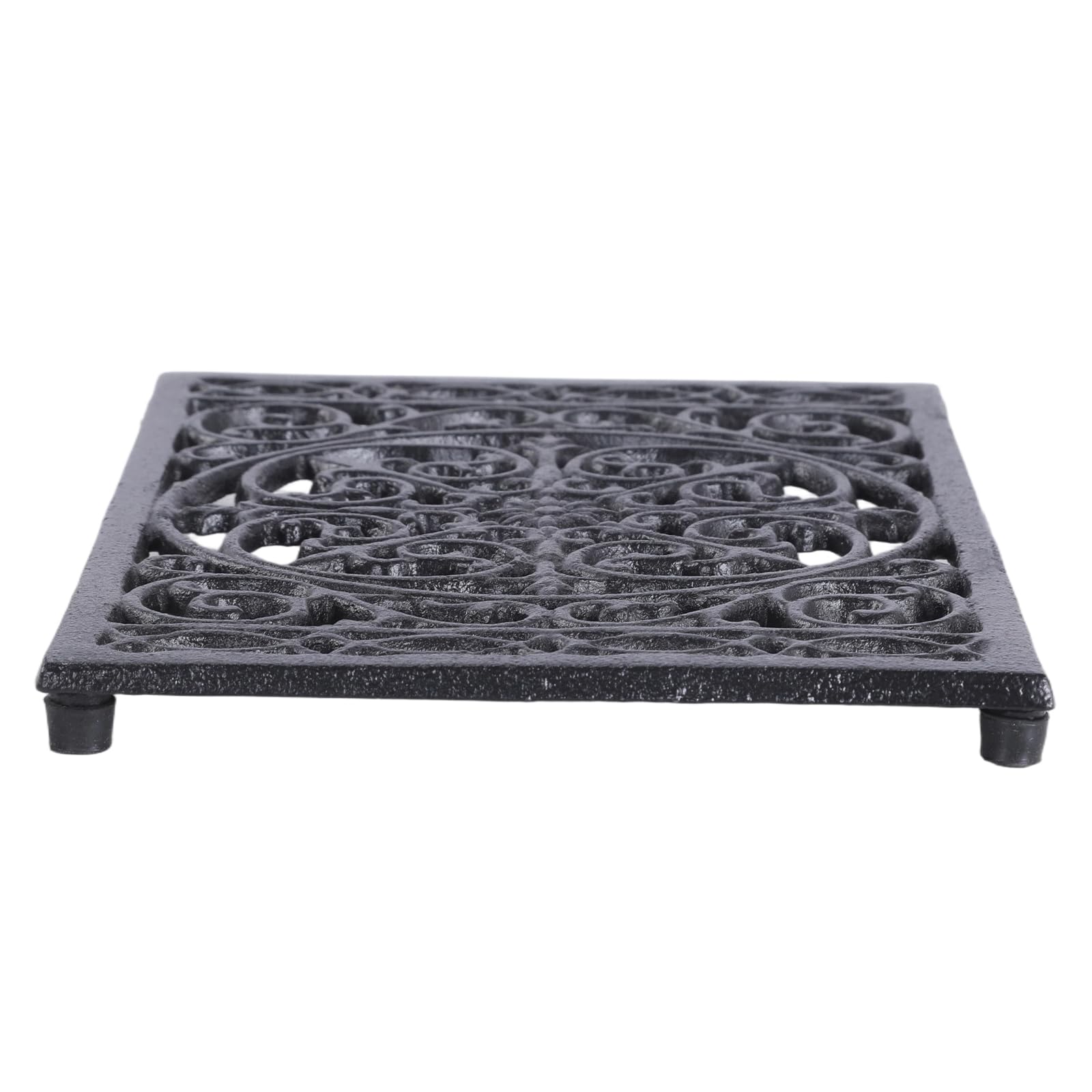 Clbdress Black Iron Trivet 9.6 X 6.5 Inch Metal Trivets For Hot Dishes With Raised Feet Decorative Heat For Hot Dish Pot Pan Plate Teapot