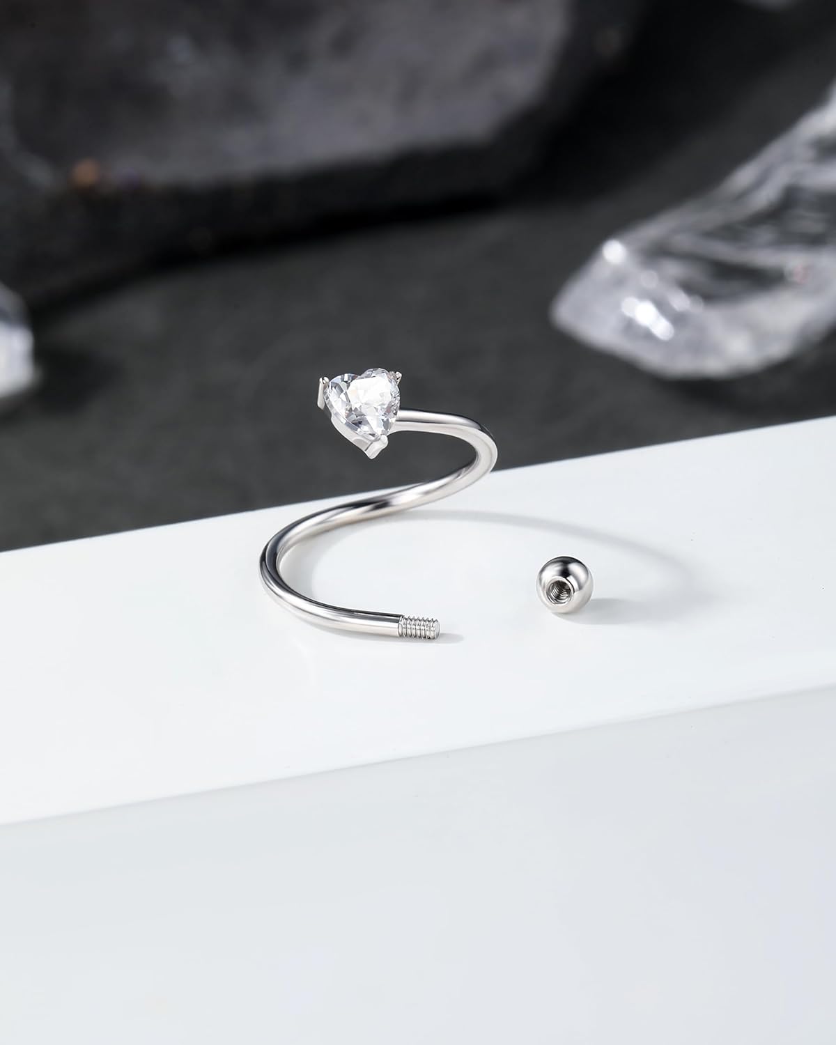 Jewseen 925 Sterling Silver Twist Helix Earrings 16g Heart Helix Piercing Jewelry Cartilage Earrings Cartilage Jewelry for Women - Image 5