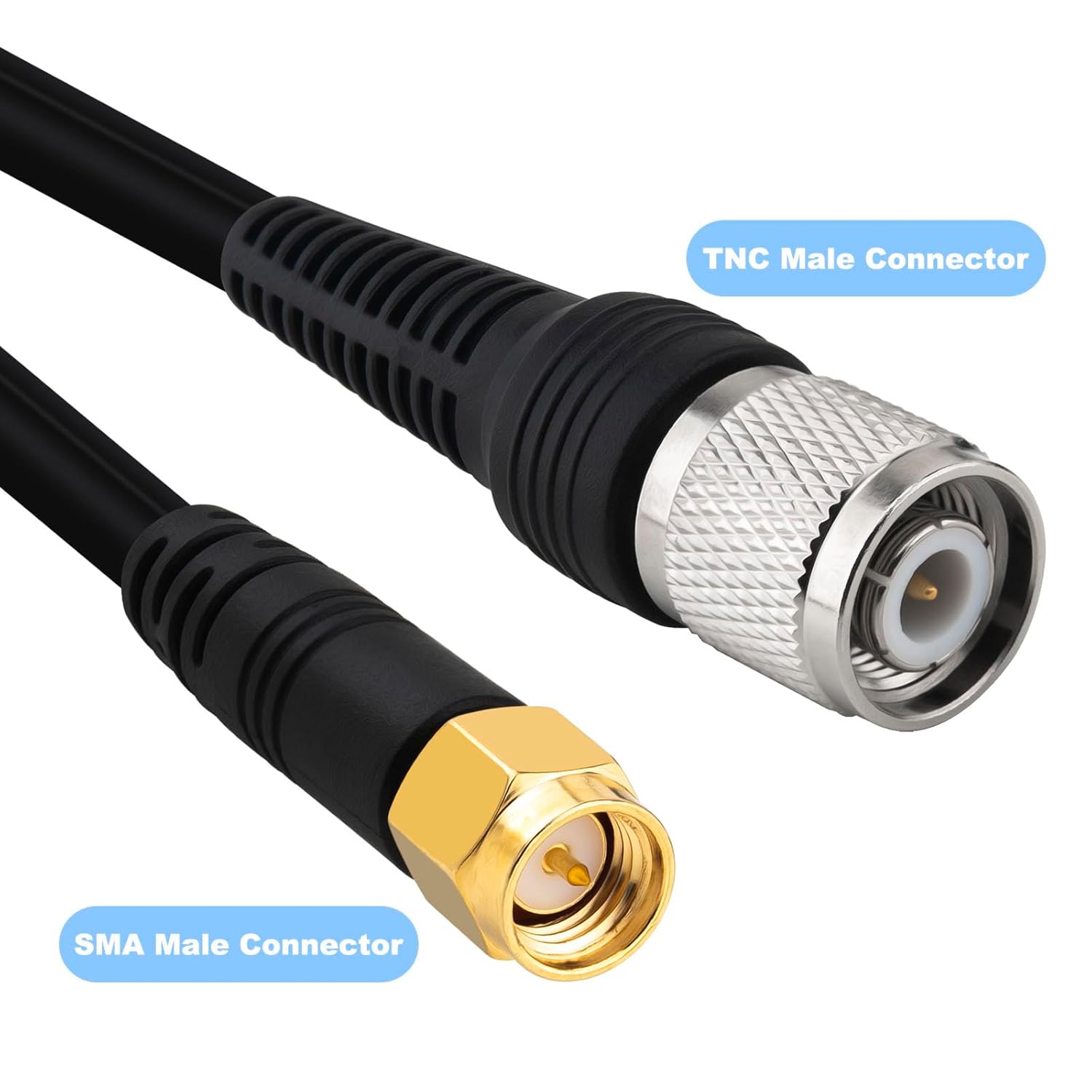 SMA Male to TNC Male Coiled Extension Cable Flexible RG58 - Expand from 18.3FT to 23FT, Spring Coax for LoRa Antenna, Vehicle Radio & Mobile Use