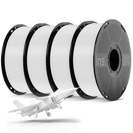 Inslogic Pre-Dried 4kg PLA Pro Filament Bundle, Strong & Tough PLA Pro 3D Printer Filament 1.75mm ±0.02mm, Reusable Spool, 4kg Total, 4×1kg (White)