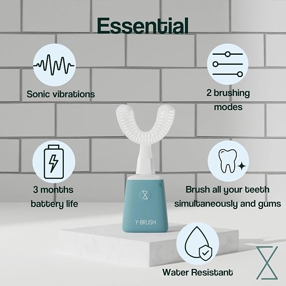 Y-Brush Essential - Sonic Electric Toothbrush - 3 Months Battery Life with USB-C - 2 Brushing Modes - Clinically Proven - Adult