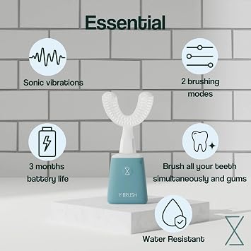 Y-Brush Essential - Sonic Electric Toothbrush - 3 Months Battery Life with USB-C - 2 Brushing Modes - Clinically Proven - Adult