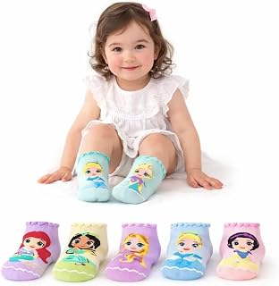 MADHAV Princess Socks for 2 3 4 Years Toddlers – 5-Pack Colorful Soft Cotton Socks Featuring Elsa | Comfortable & Cute Kid... Price In India