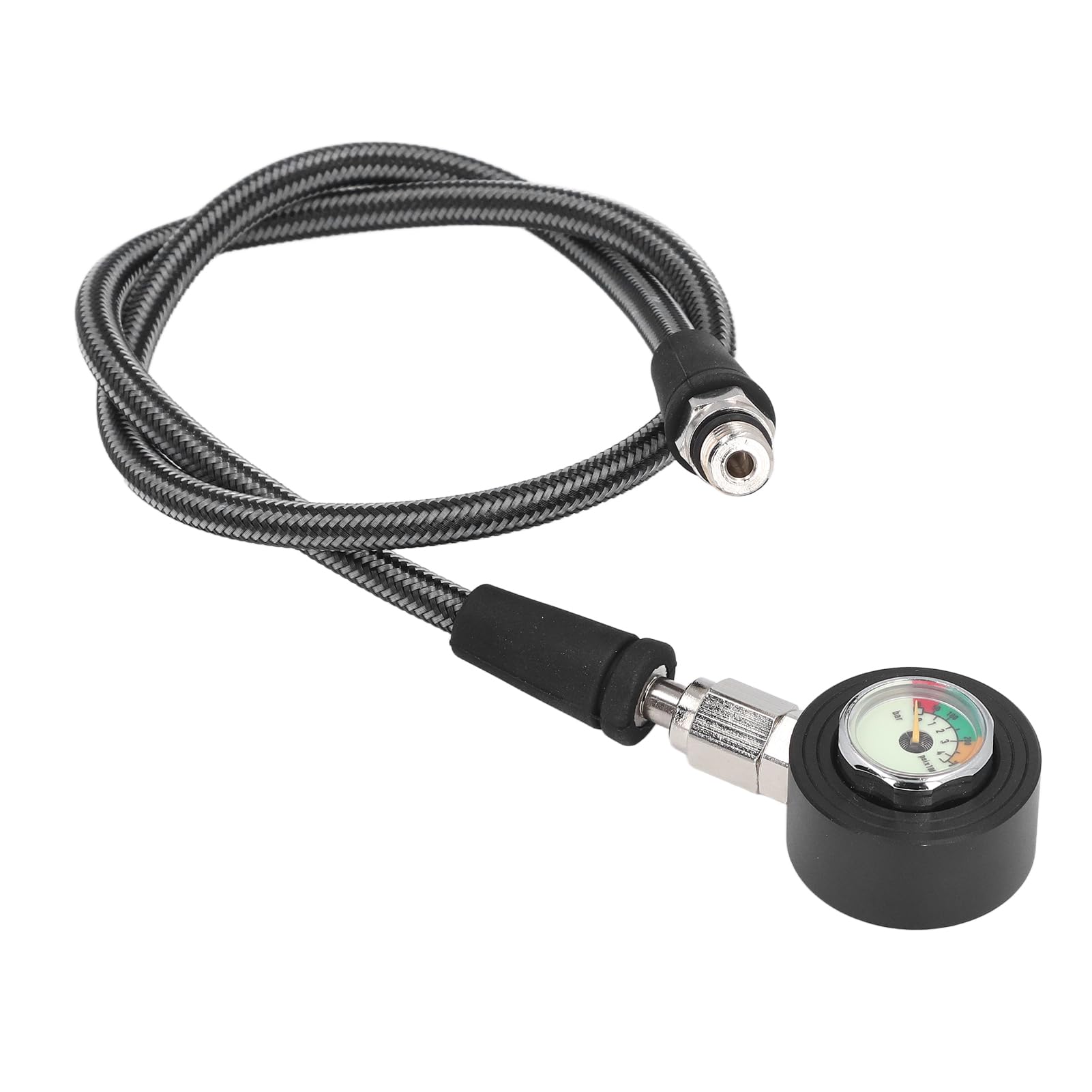 Manometro per Immersioni Subacquee Manometro Sommergibile Luminoso con Tubo Ad Alta Pressione per Attrezzatura Subacquea per Regolatore BCD (65 cm)