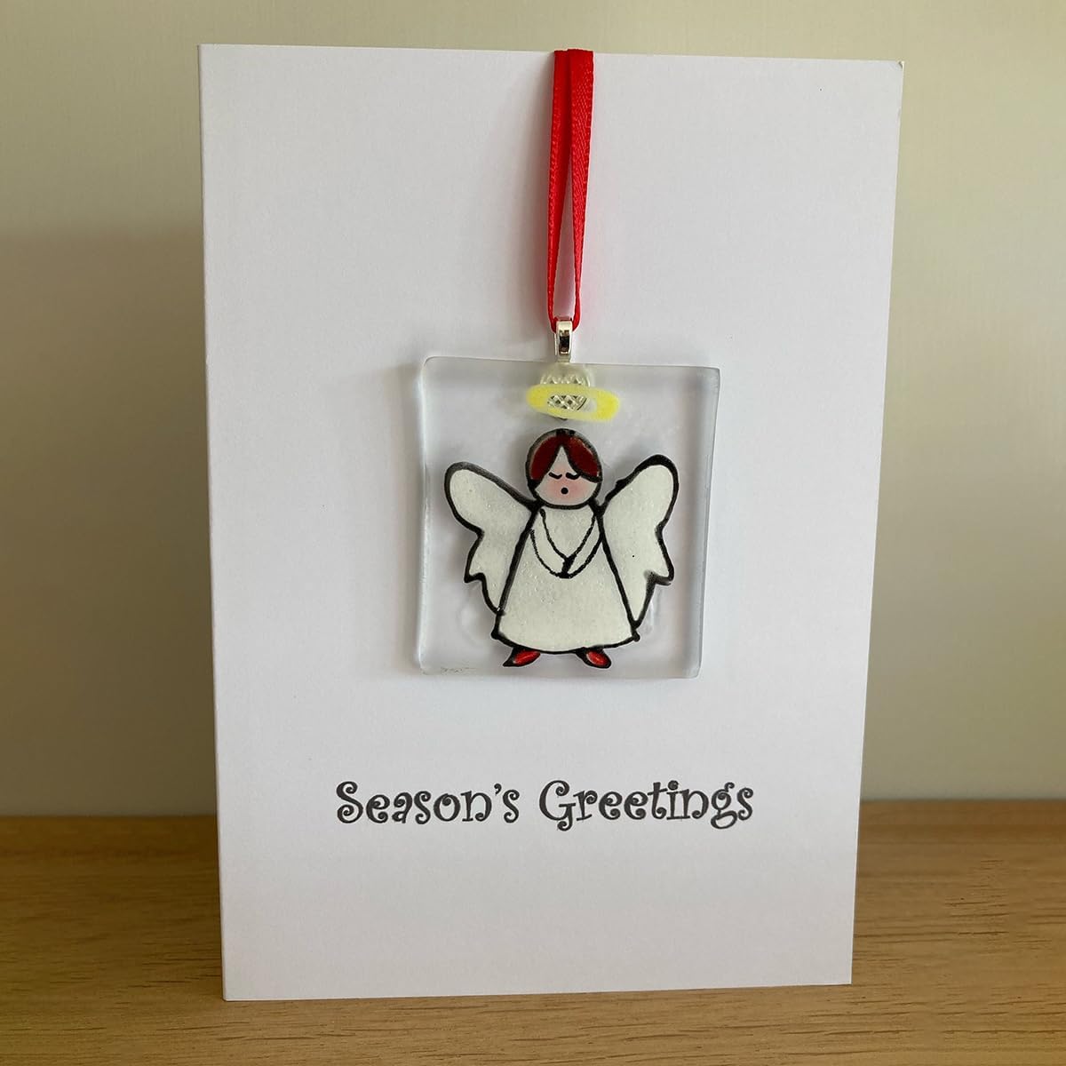 Handcrafted Fused Glass Christmas Cards,Cute Animal Cartoon