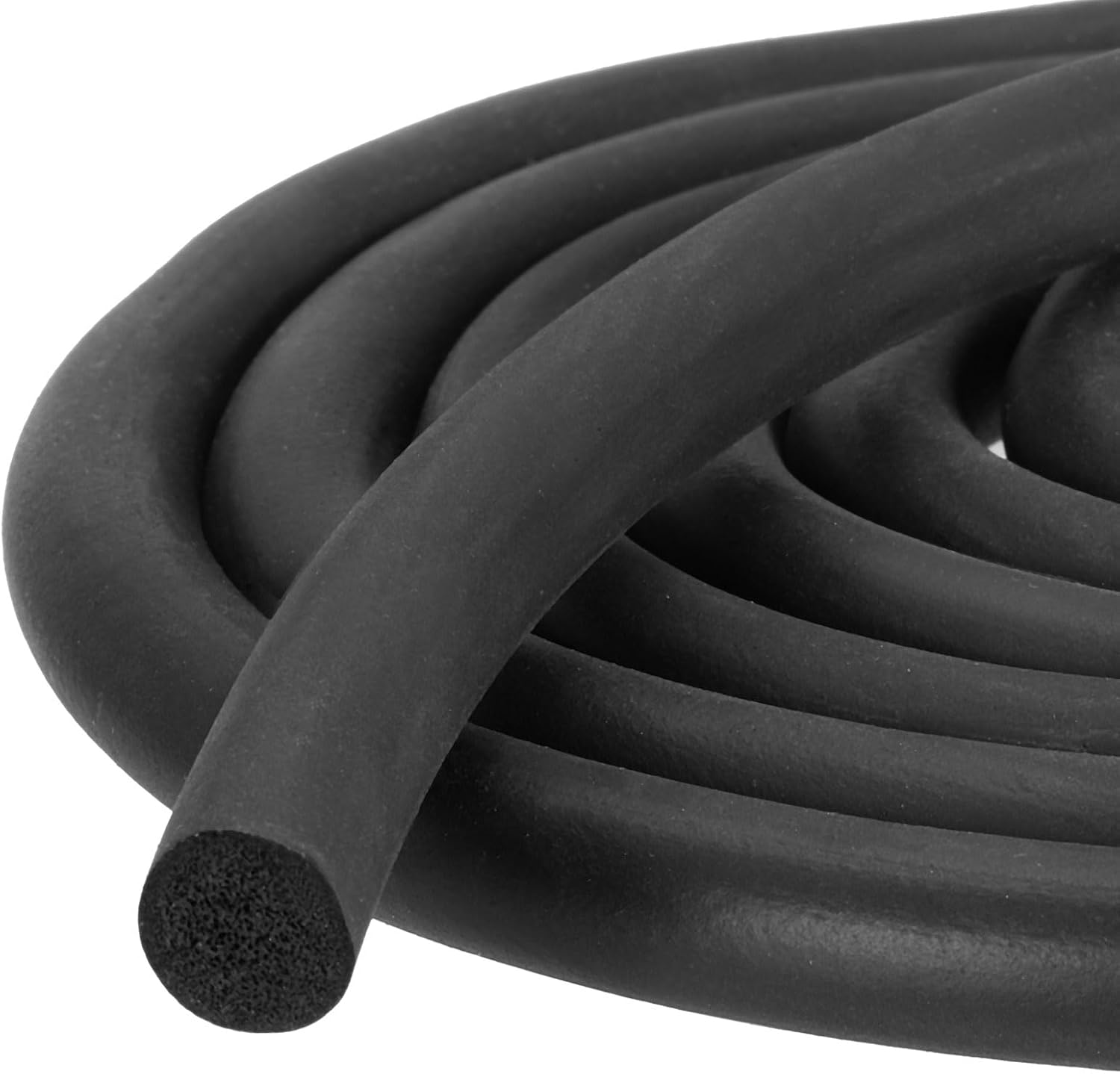 uxcell Foam Rubber Weather Seal Strip, 12mm(0.47") Diameter x 6 Meters (19.69Ft) Long Round EPDM Solid Rubber for Reduce Noise, Shock, Friction