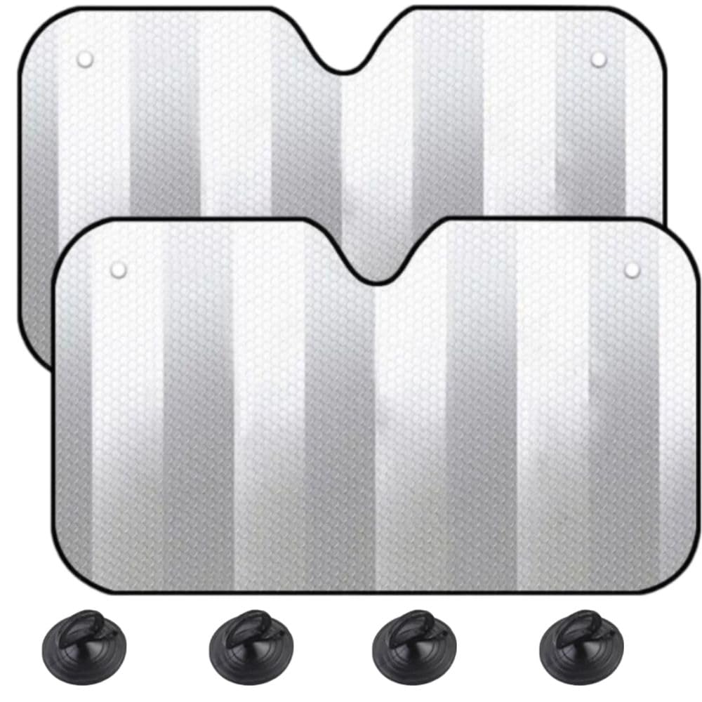 2 Parasol Coche Delantero con Ventosas 140x70 - Parasol Luna de Coche Delantero con Ventosa Plegable Universal – Parasoles de Playa Máxima Proteccion - Protector Solar Rayos UV Parabrisas Furgoneta