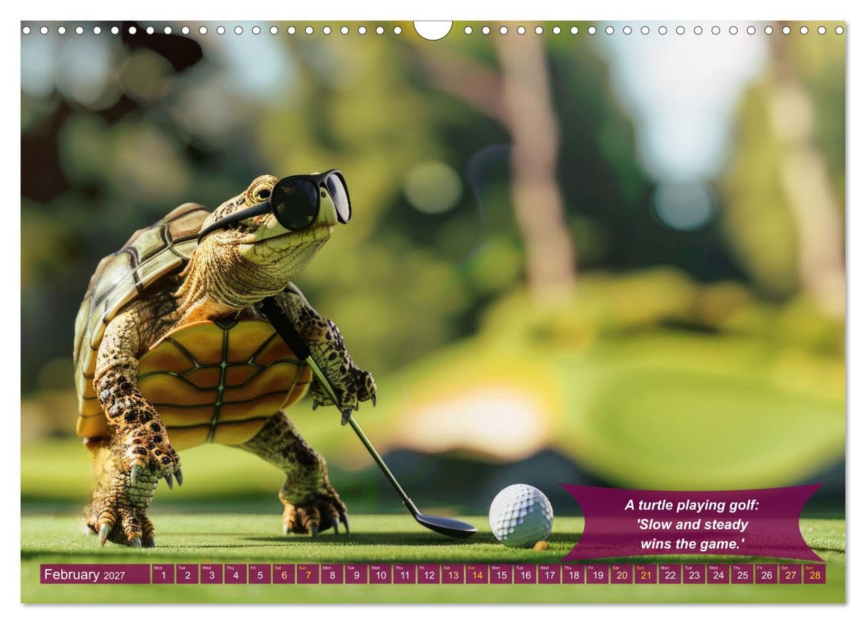 Funny charming animals as golf players (Wall Calendar 2027 DIN A3 landscape), CALVENDO 12 Month Wall Calendar: Enjoy funny animals in golfer's poses