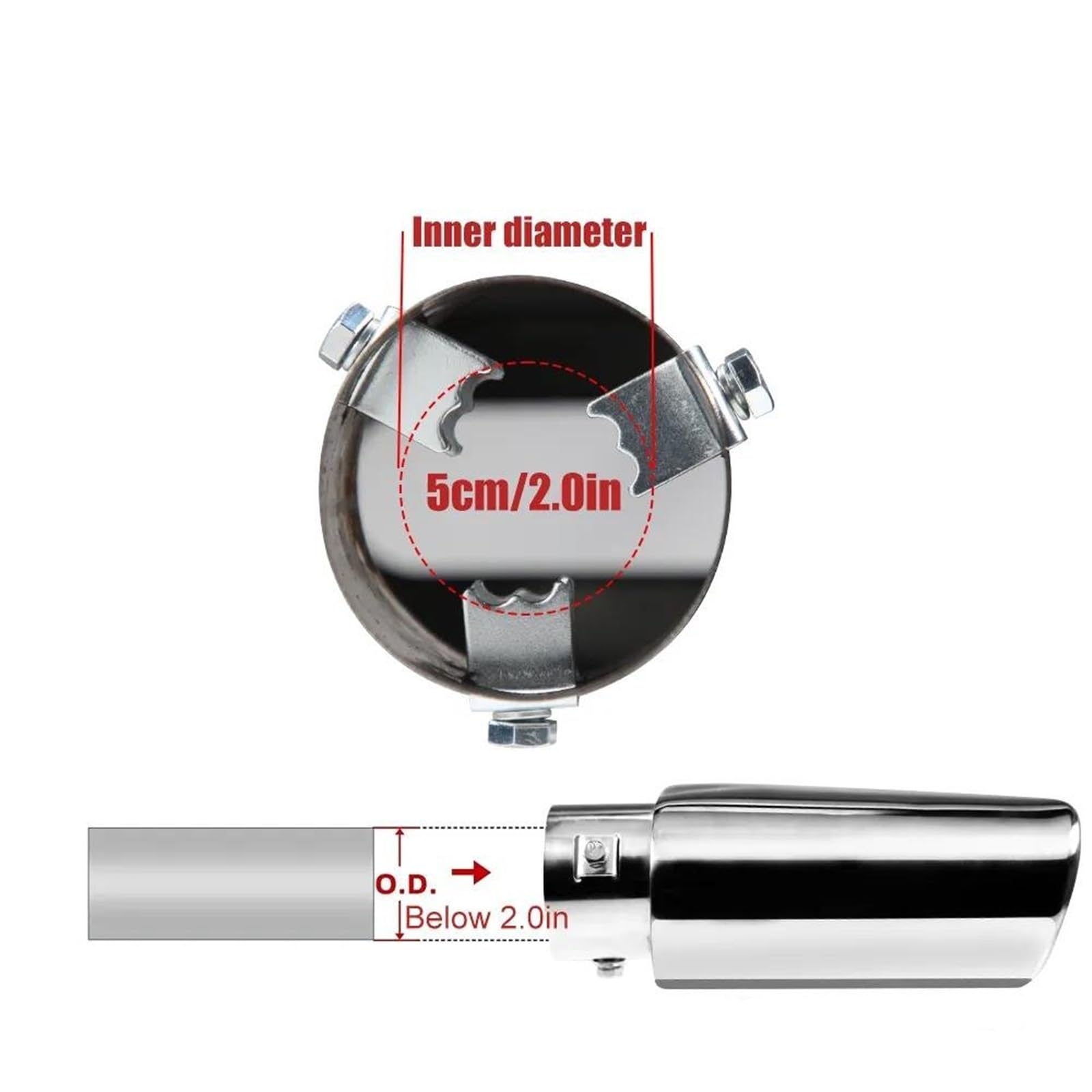 Auto Tubo Scarico Terminale Di Scarico Quadrato Ingresso Da 2,5" Uscita 3" X 5,5" Tubo Diesel Lungo Cromato Lucido Da 9" Saldato
