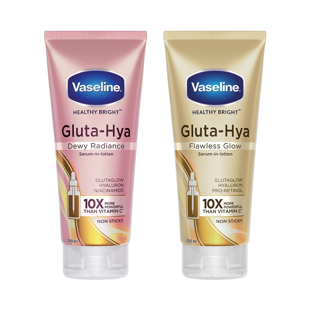 VaselinGluta-Hya Flawless Glow + Dewy Radiance Body Lotion, 200ml Combo Pack
