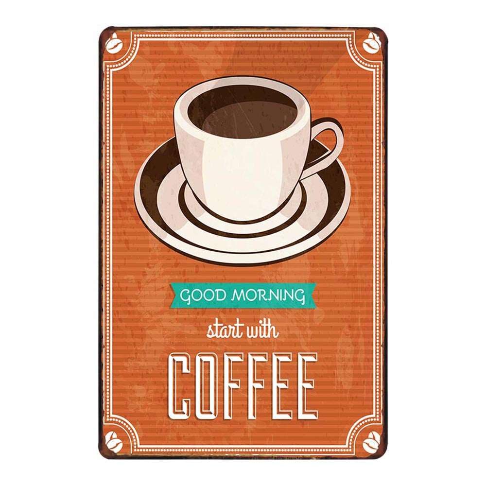 Funny Coffee Quote - Metal Tin Sign Retro Vintage Plaque Set of 4
