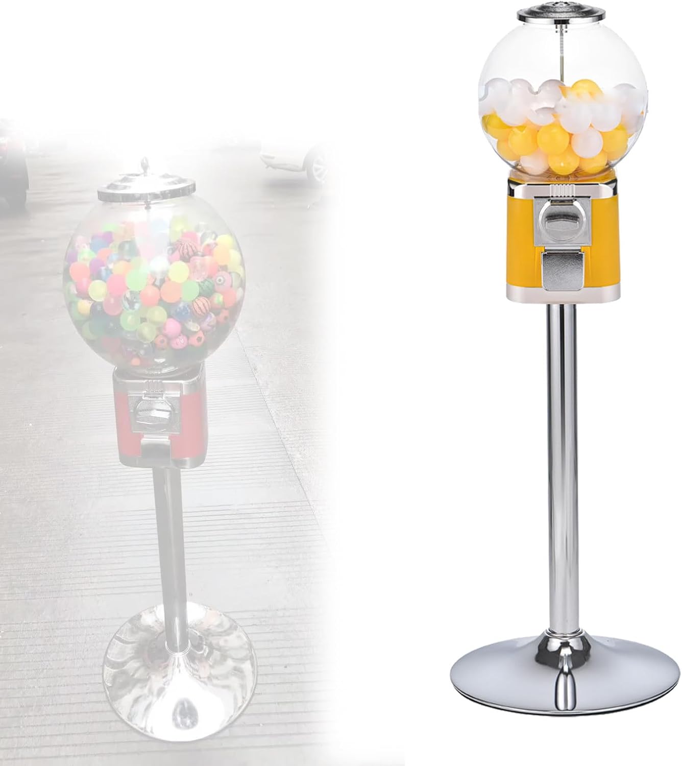 Classic Capsule Vending Machine for Toys & Candy - Automatic Ball Dispenser with Lock & Keys - Bulk Bubble Toy Capsule Holder - Yellow