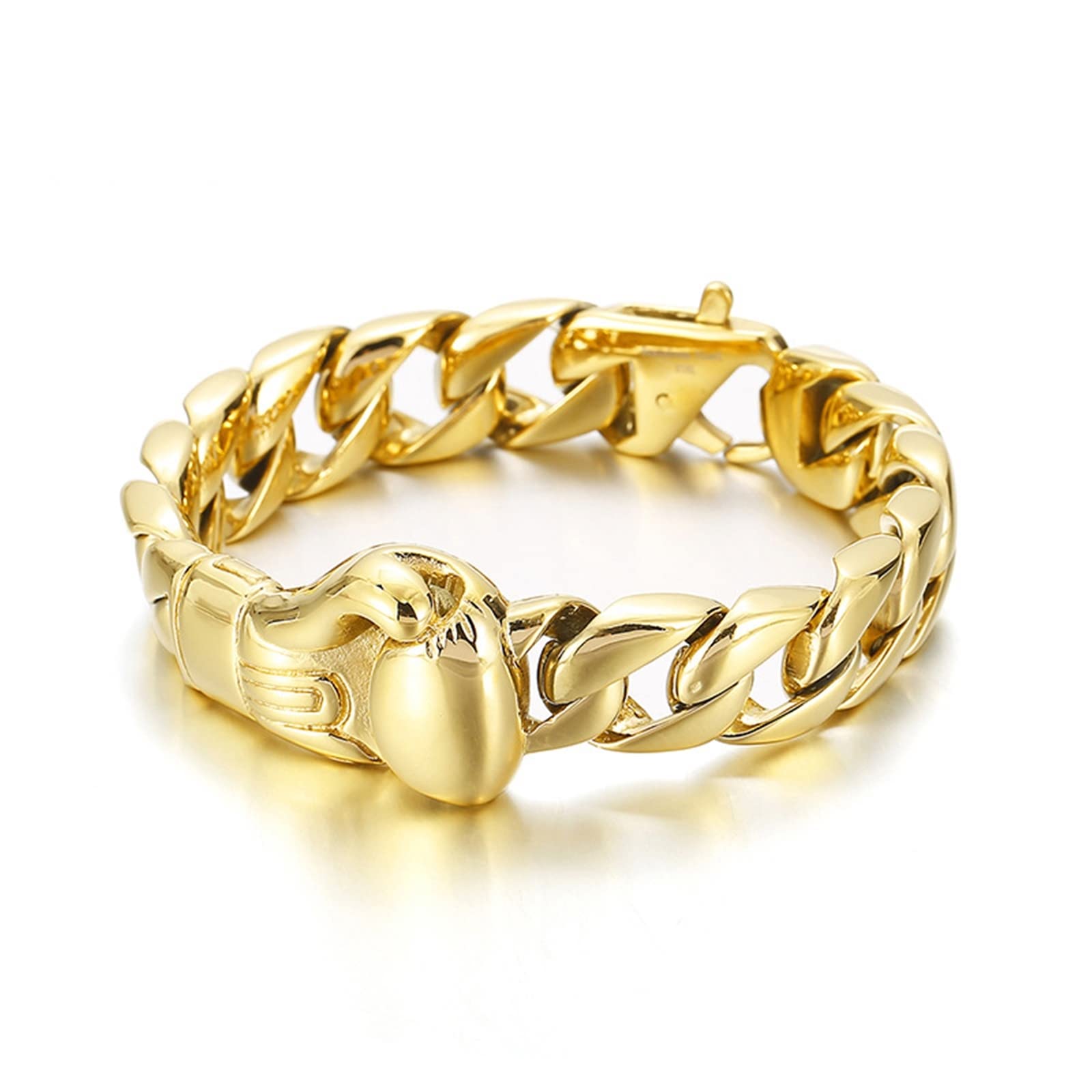 Armbänder Teenager, Herrenschmuck Gold Panzerkette Karabinerverschluss Stilvolles und Schlichtes Design 220x15mm Armband für Herren
