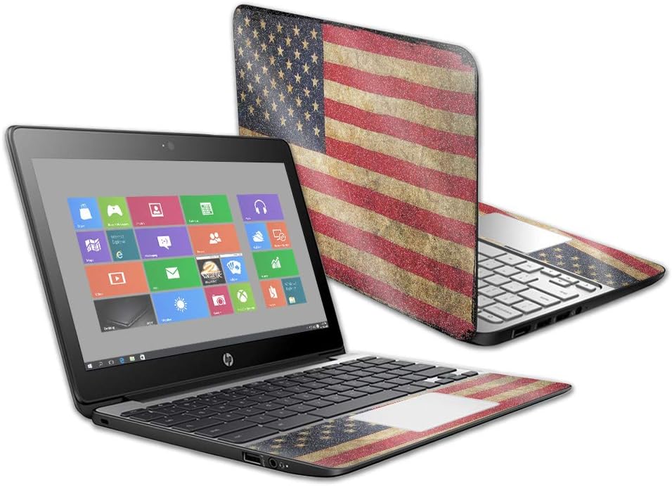 MightySkins Glossy Glitter Skin for HP Chromebook 11 G5 11.6" - Vintage Flag | Protective, Durable High-Gloss Glitter Finish | Easy to Apply, Remove, and Change Styles | Made in The USA