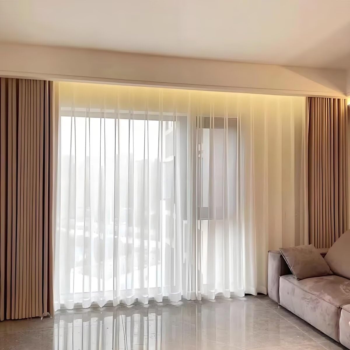 サイレントダブルカーテンレール - リビングルームとバスルーム用の頑丈な隠しレール - スムーズなカーテンの取り付けと使いやすさのた