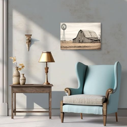 Miniatura 8 de CXHOSTENT Lienzo de granero rojo para pared, cuadros de granja antigua, decoración de pared, pintura rústica de granja, marco de decoración de