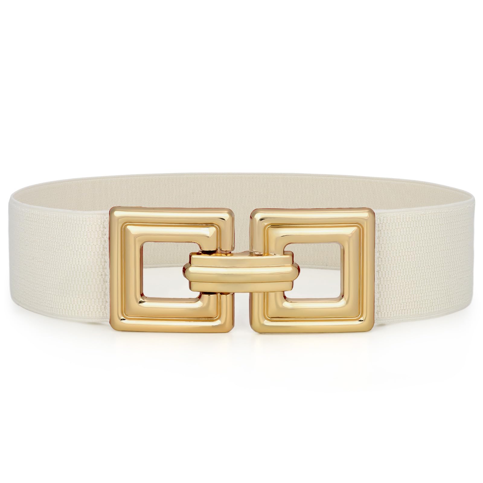 8431 Wide Belts For Women Fashion Hollow Out Square Gold Buckle Stretchy Women Wide Elastic Waist Belt Fashion Hollow Out Square Gold  main image 2