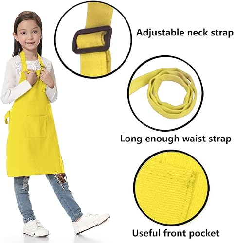 Miniatura 2 de TOPTIE Delantales para niños con impresión personalizada con bolsillo y correa ajustable, delantal de chef para cocina, hornear, pintura
