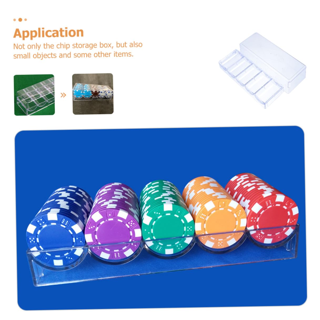 Porta Fiches da Poker in Acrilico Trasparente 5 Scomparti Scatola Portatile per 100 Fiches Custodia Resistente per Uso Domestico e Organizzazione Tavolo da Gioco