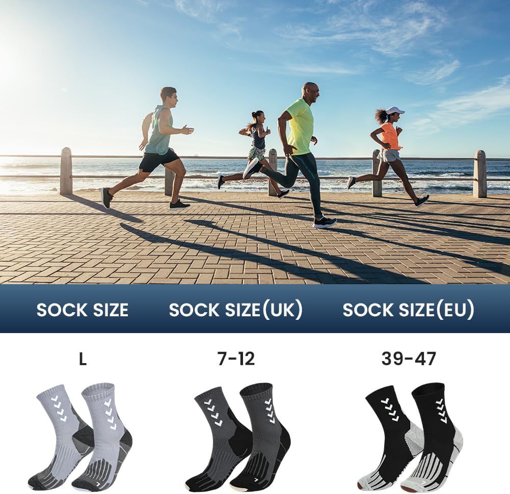 OFFCUP Running Socks Men Women 3 Pairs High Sports Socks with Padding Running Socks for Cors Trekking Gym Soft Breathable and Anti-Blisters Arch Support Insole 39-47 image 3