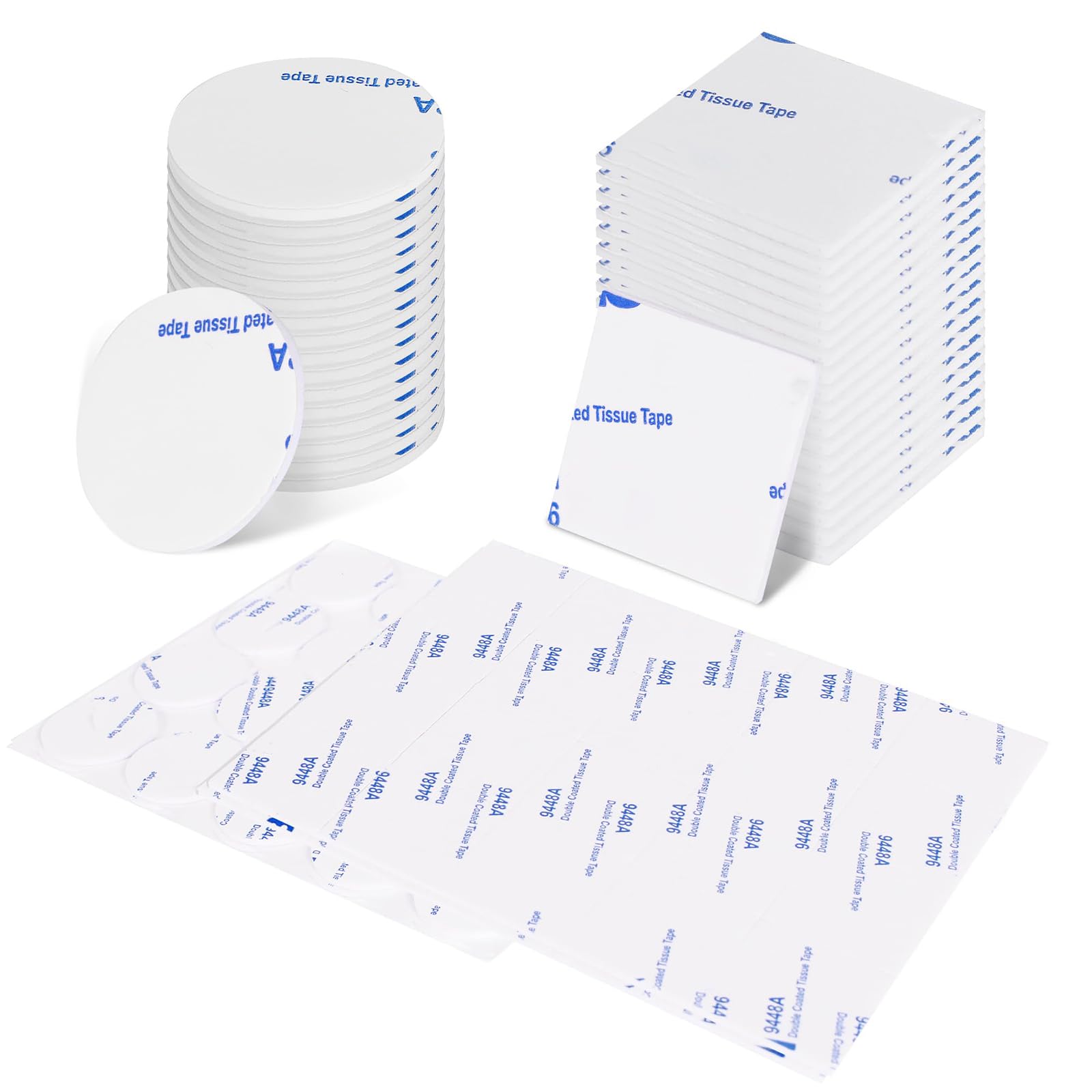 40 Pezzi Pad Biadesivo Extra Forte, Pads Nastro Biadesivo Schiuma, Adesivo Biadesivo Extra Forte Quadrati & Tondo, Impermeabili per la Casa, Ufficio e Auto