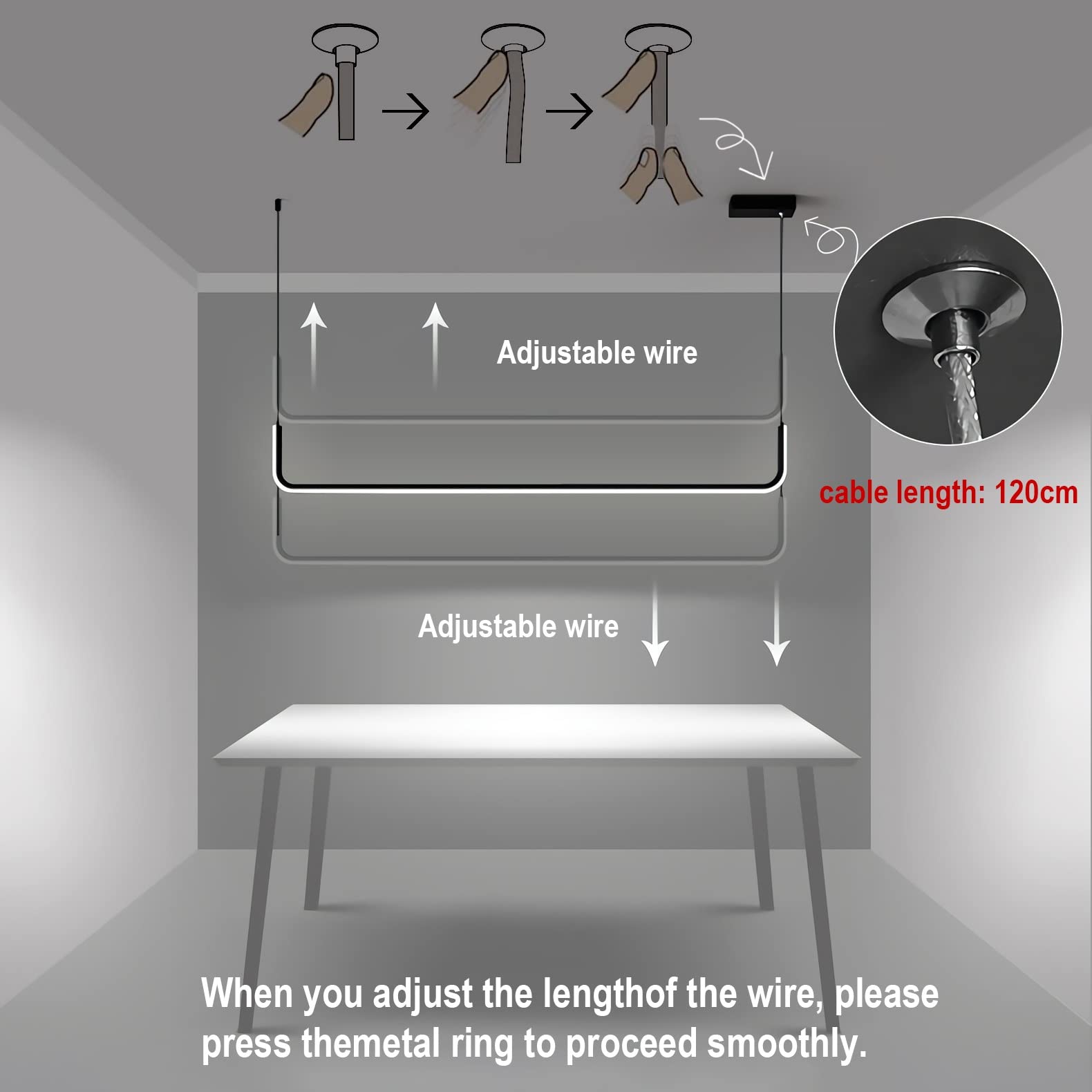 42W LED Hängelampe, LED Pendelleuchte 90cm Esstischlampe, Dimmbar Moderne Hängeleuchte, Hängelampe Esstisch, Kronleuchter Pendellampe Höhenverstellbar für Wohnzimmer Küche Esszimmer