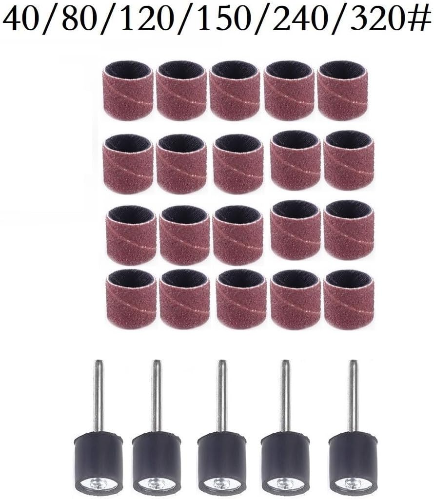 25-Piece Sanding Drum Kit Rotary Tools – 40-320# Abrasive Grinding Heads with Extension Rods, 12.7 mm Diameter, Compatible with, Wood, Sculpture & DIY Projects(150 Grit)
