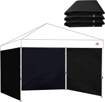 Canopy Tent Gazebo Sidewalls for 10x10 Pop Up Canopy 99% UV Protection, Waterproof, 3 Pcs Sidewalls Only,Black
